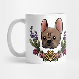 Tan  frenchie with flowers Mug